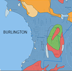 small image of map of Burlington as link to full size version